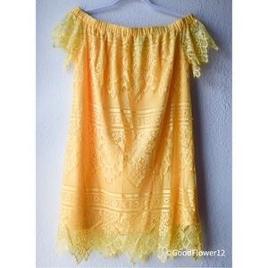 Bright Yellow Summer Off-the-Shoulder Dress